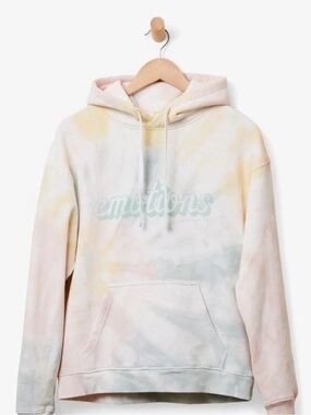 Pura Vida Pastel Tie-Dye 'emotions' Hoodie in Pink & Yellow Hoodie Oversized XS